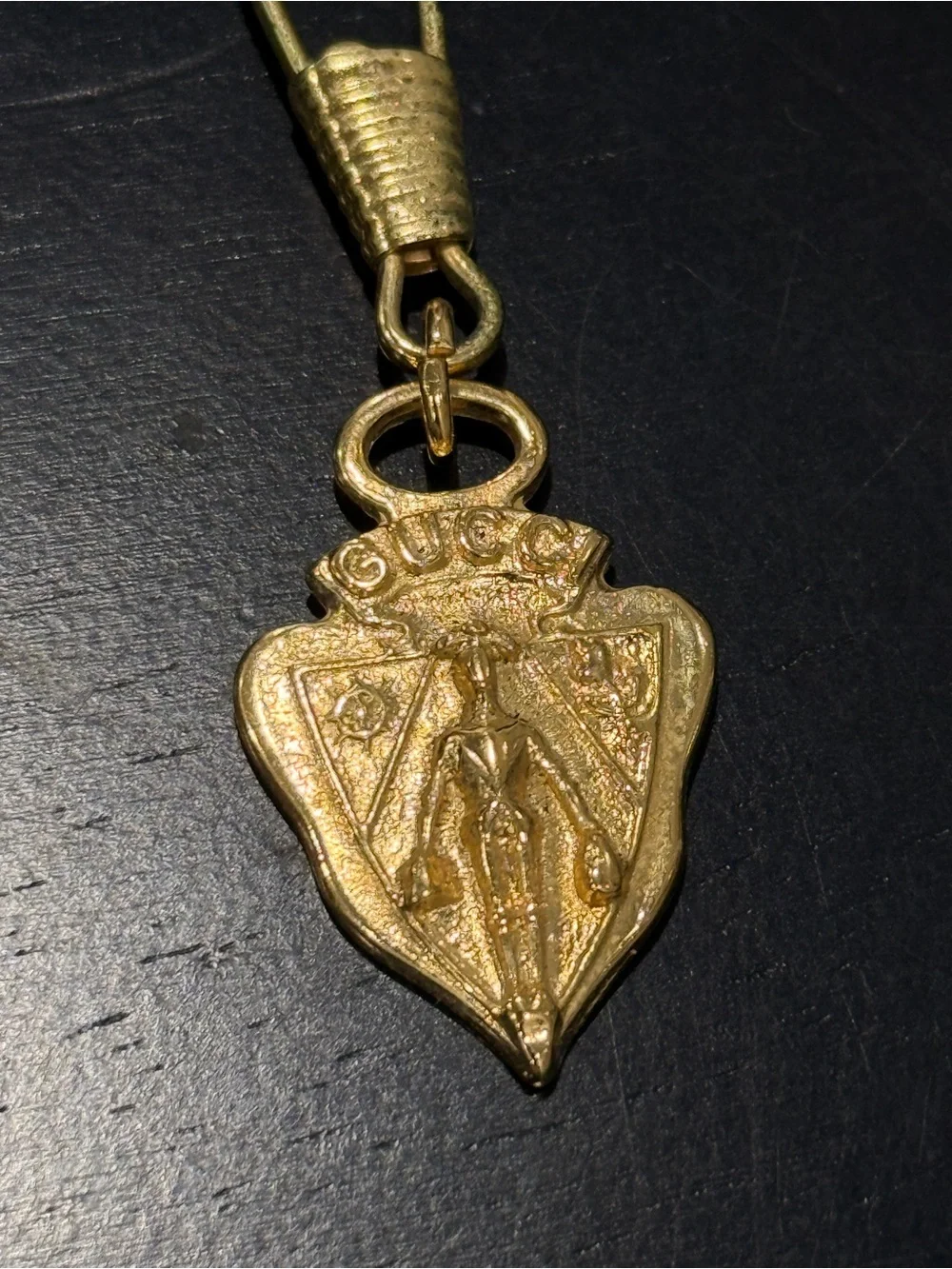 Gucci Gold Tone Shield Charm Zipperpull- Women Accessories